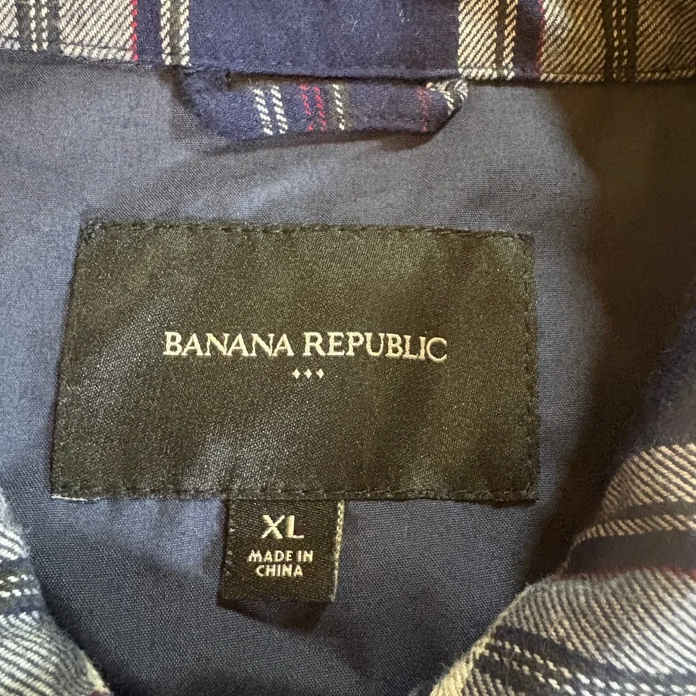 Banana Republic Navy and White Plaid‎ Men's XL Shirt Jacket